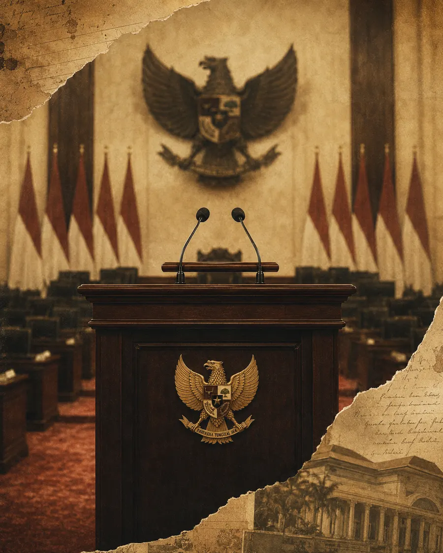 Ilustrasi editorial arsip pidato kenegaraan