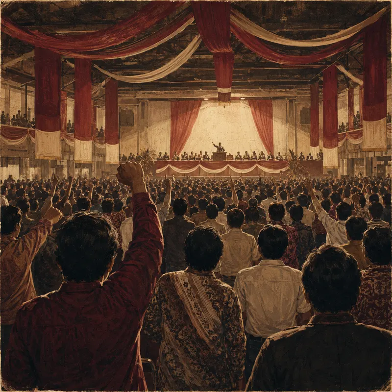 Ilustrasi editorial era kepemimpinan PDI