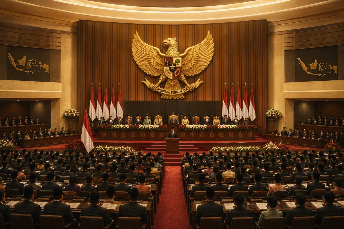 Ilustrasi editorial suasana pelantikan Presiden Juli 2001